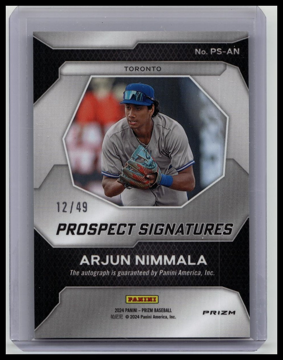 2024 Panini Baseball Prizm Prospect Signature Arjun Nimmala Auto Blue /49