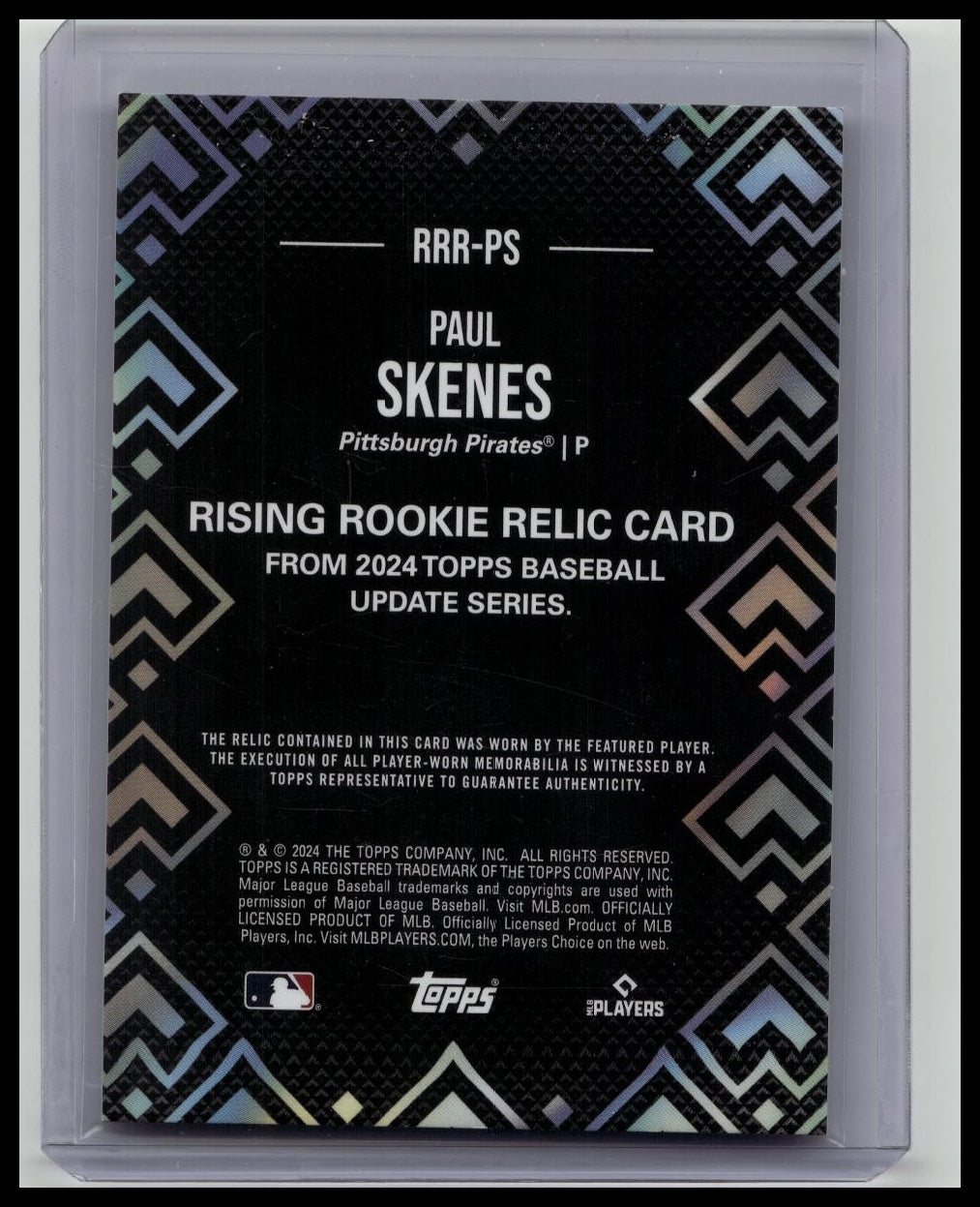 2024 Topps Update Series Rising Rookie Relics #RRR-PS Paul Skenes Rookie Patch