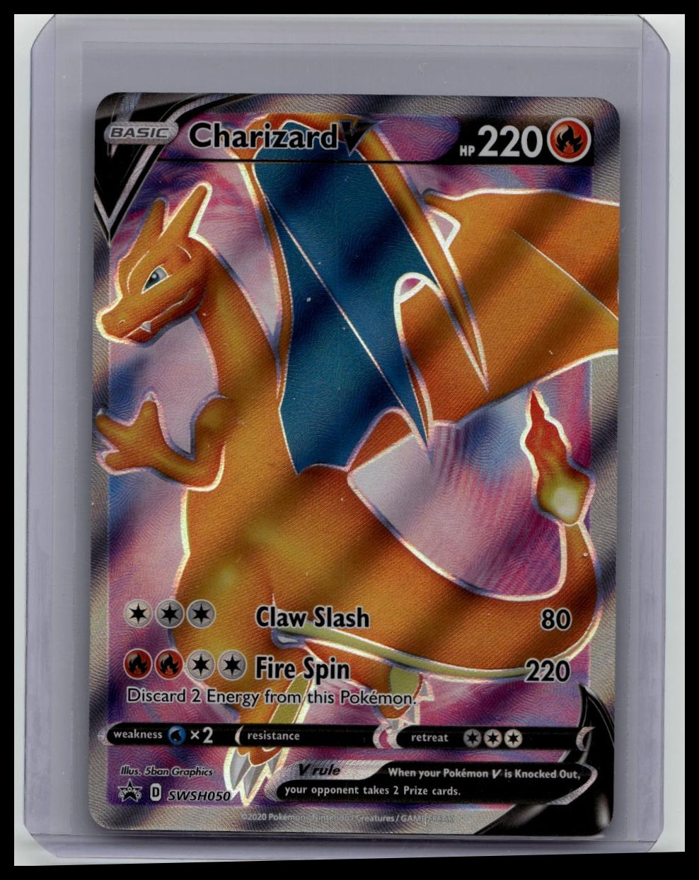 Pokemon Card - Charizard V SWSH050 Sword & Shield Black Star Promo Full Art Holo