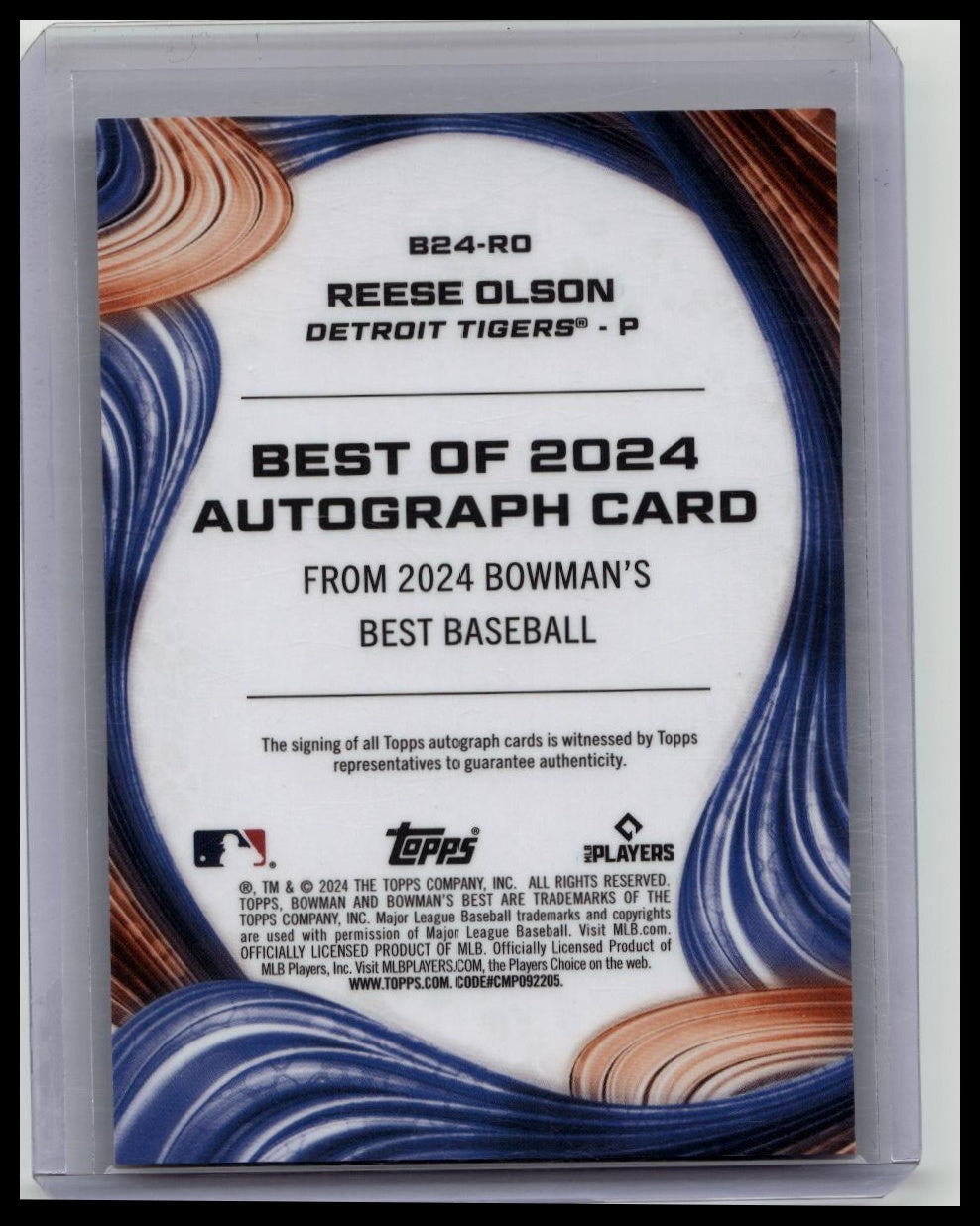 2024 Bowman's Best Baseball Reese Olson RC Auto Gold Mini-Diamond #/50