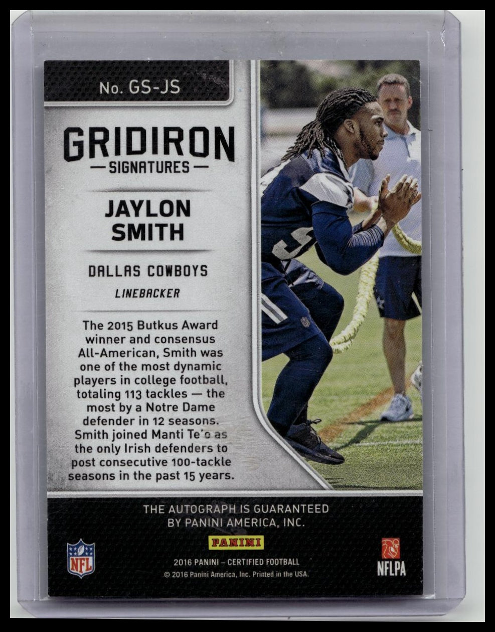 2016 Panini Certified Gridiron Signatures #GS-JS Jaylon Smith /50 Dallas Cowboys