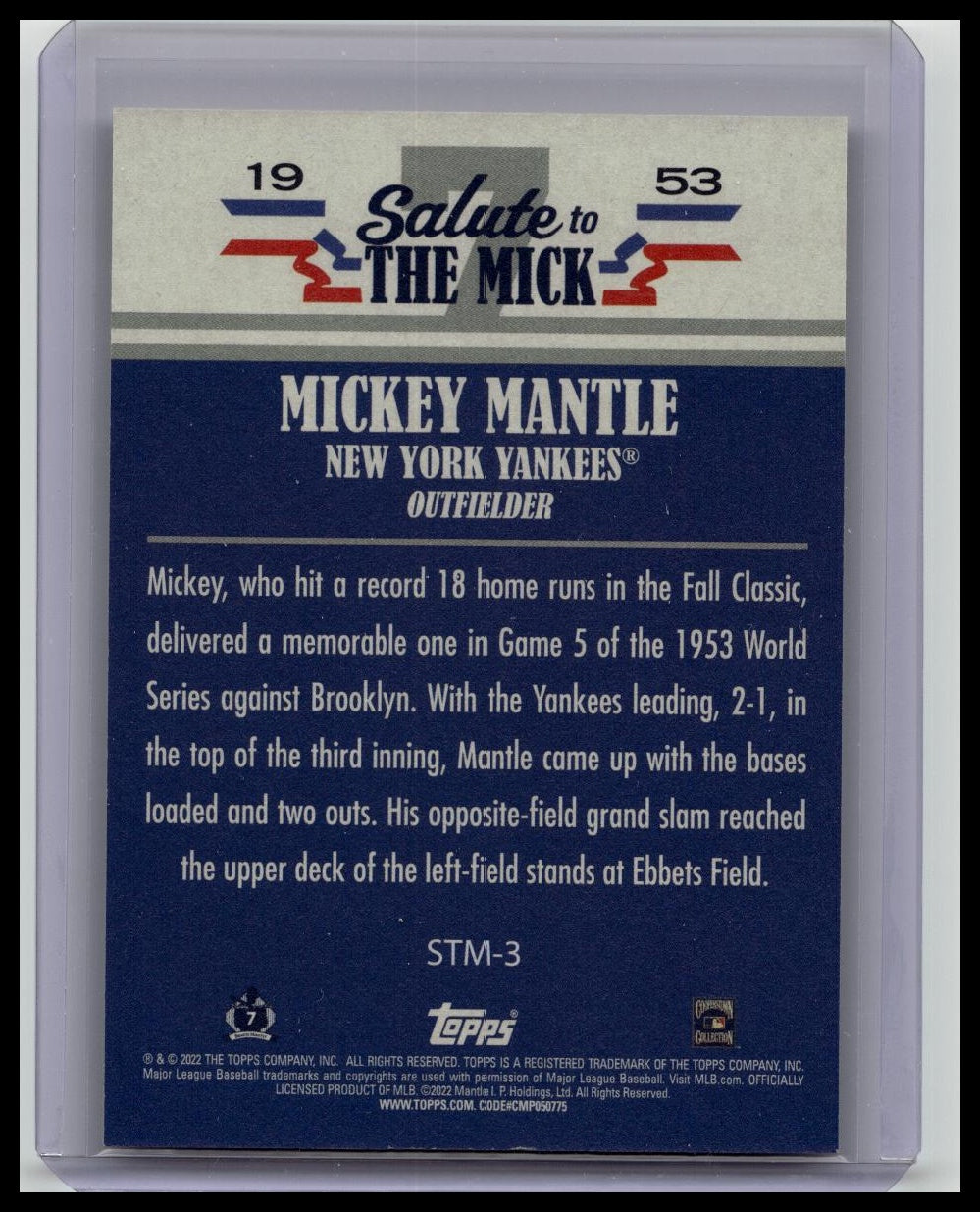 2022 Topps Update Mickey Mantle Salute to the Mick SSP #STM-3