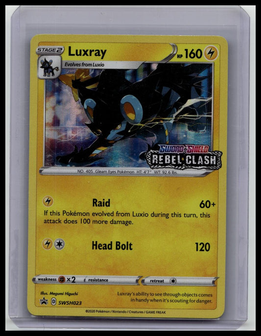 Luxray SWSH023 Rebel Clash Prerelease Holo Black Star Promo NM Pokemon Card