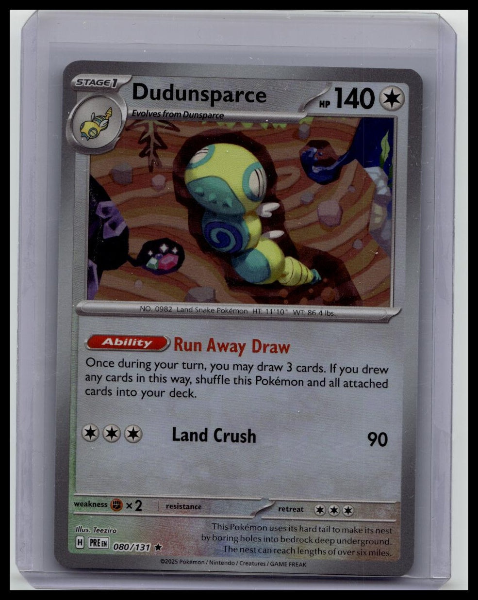 Pokemon Card - Dudunsparce Master Ball Holo Reverse Prismatic Evolutions 080/131