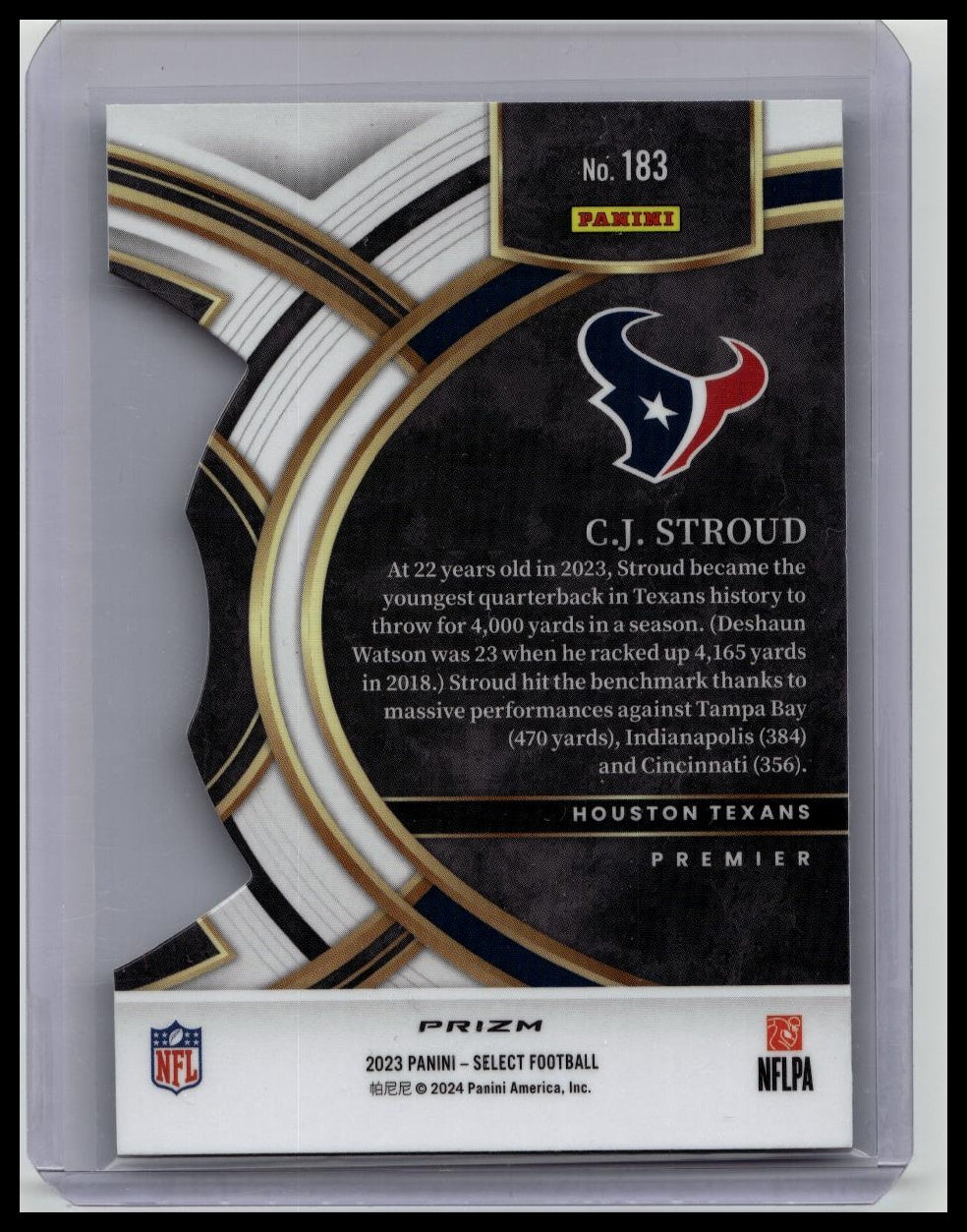 C.J. Stroud 2023 Select Silver Prizm Die-Cut Premier Level RC Rookie 183 Texans