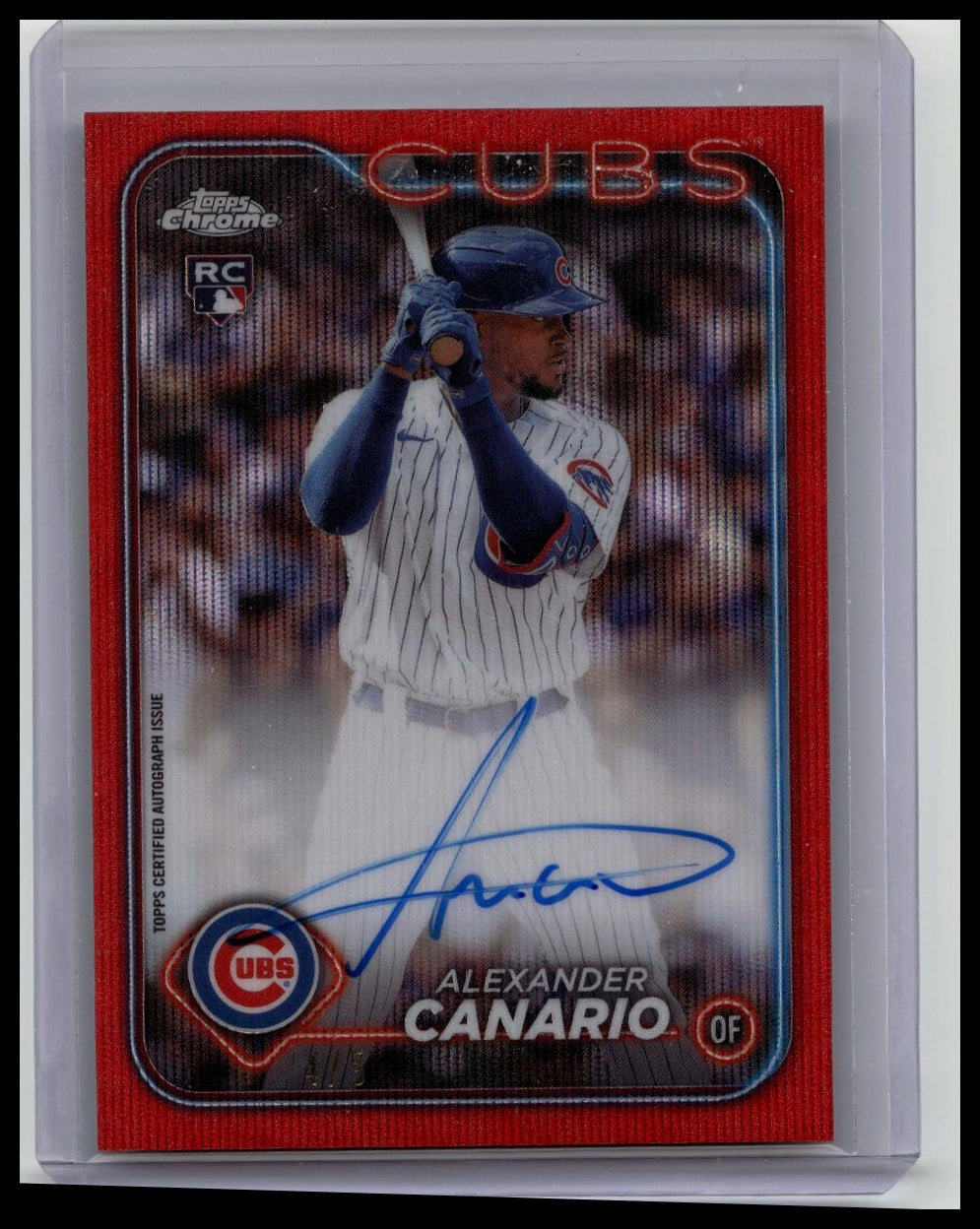 2024 Topps Chrome Red Wave Refractor Rookie Auto Alexander Canario /5