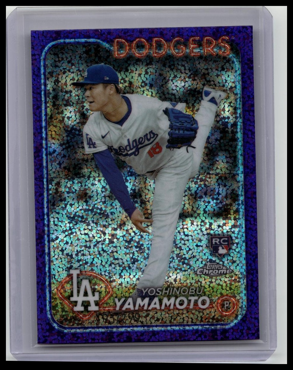2024 Topps Chrome - Purple Speckle Refractor Rookie #18 Yoshinobu Yamamoto /299