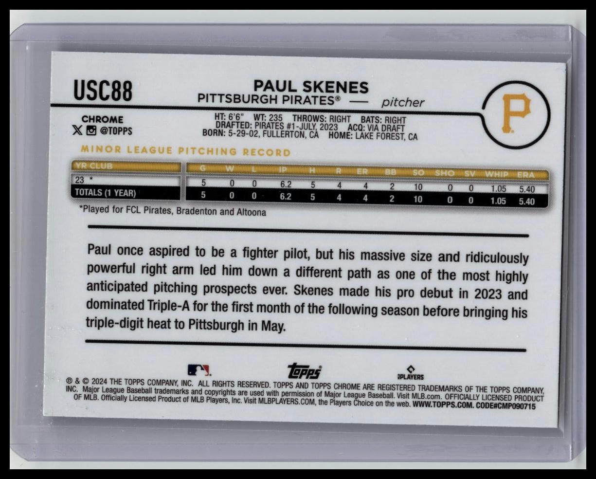 2024 Topps Chrome Update Paul Skenes RC Ray Wave Refractor