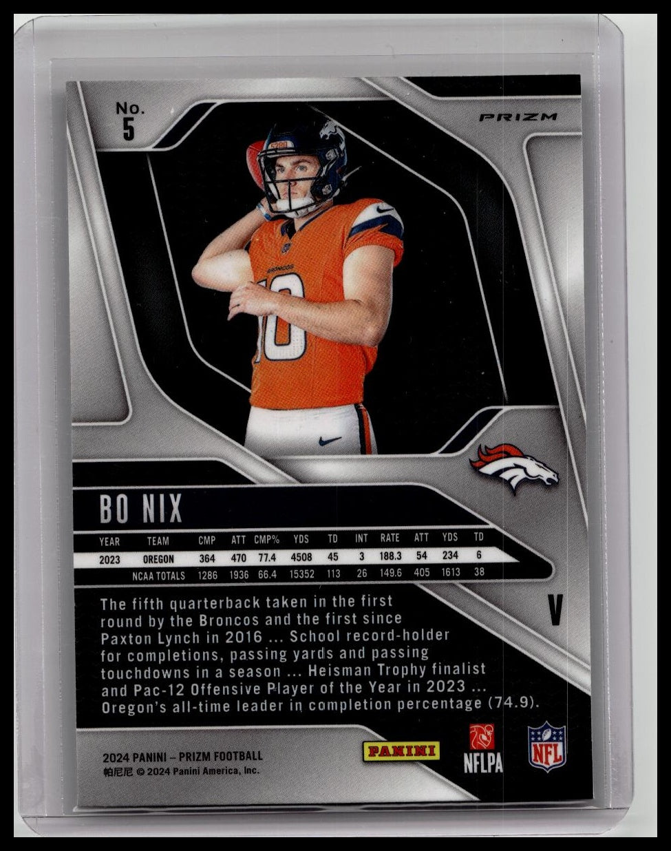2024 Prizm Bo Nix Silver Variation Rookie