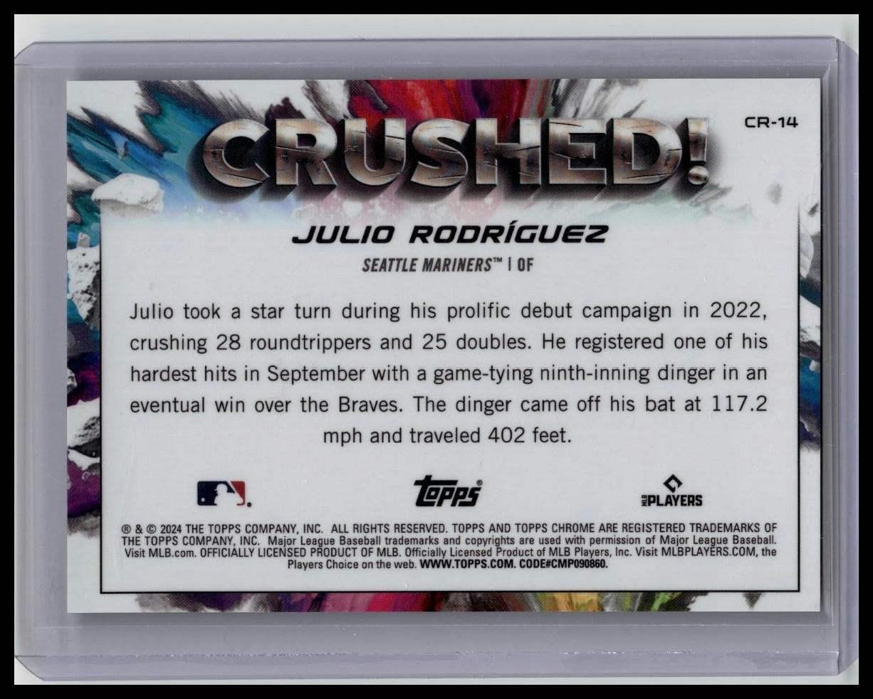 2024 Julio Rodriguez Cr-14 Crushed Topps Chrome 117.2 Exit Velocity