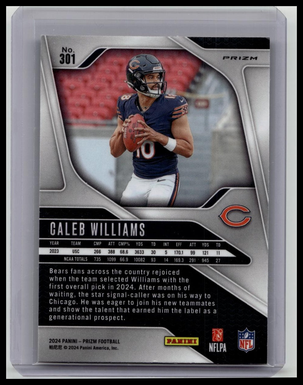 2024 Panini Prizm - Orange Disco Prizm #301 Caleb Williams (RC) Rookie Bears