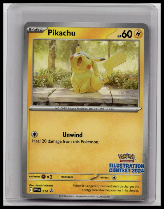 Pikachu 214 Black Star Promo - 2024 Pokemon Illustration Contest Stamped