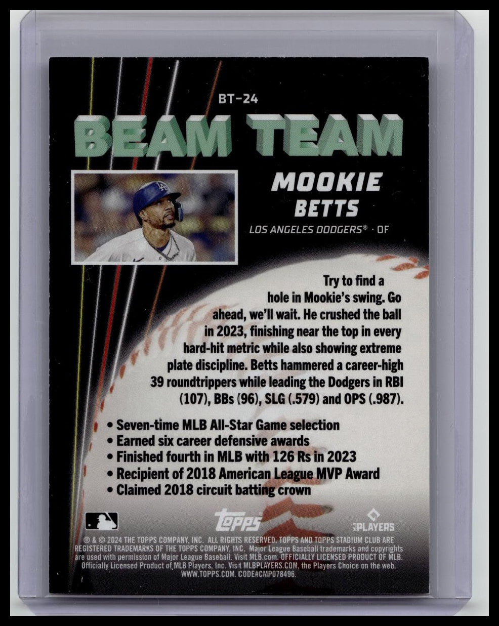 2024 Topps Stadium Club Mookie Betts Beam Team Case Hit SSP #BT-24