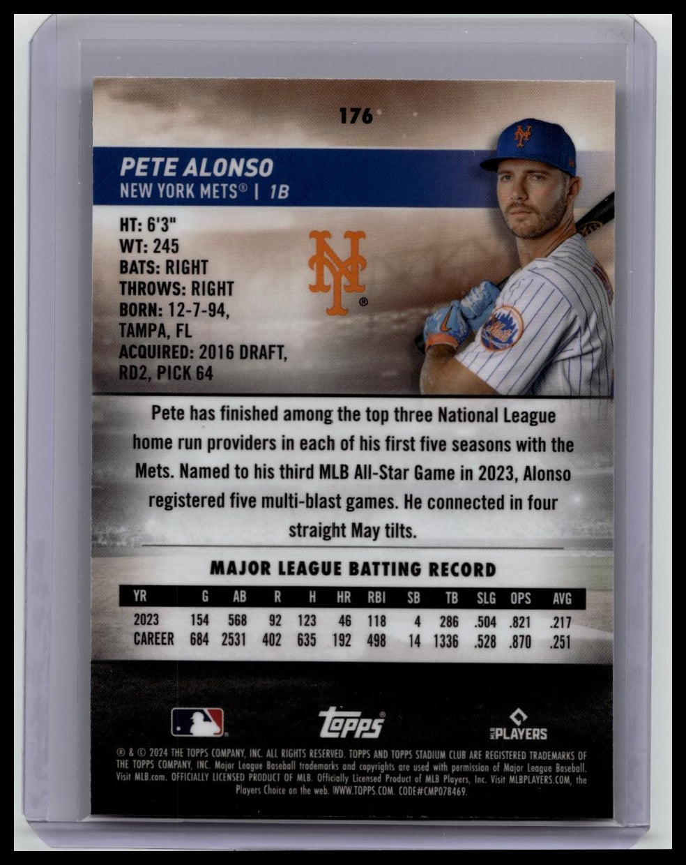 2024 Topps Stadium Club Chrome Pete Alonso Orange /99 Mets