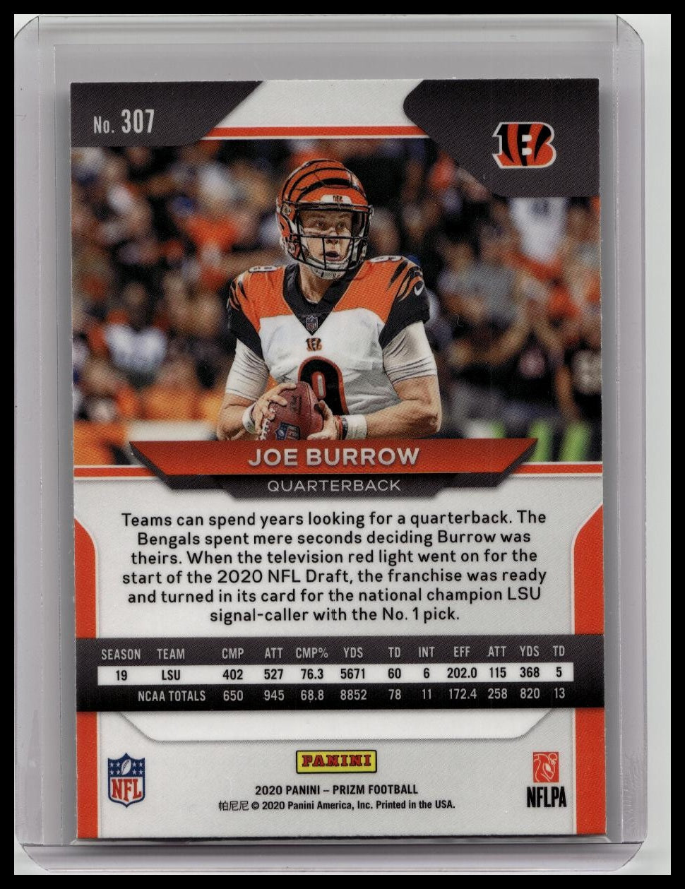 2020 Panini Prizm - Rookie Joe Burrow #307 (RC)