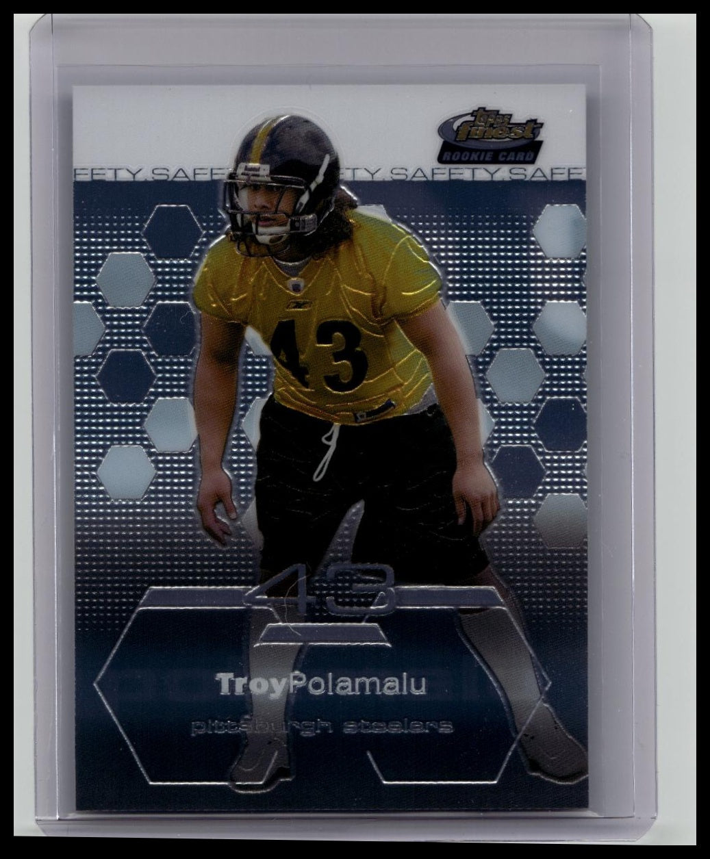 2003 Topps Finest TROY POLAMALU Rookie RC #61 NFL Pittsburgh Steelers