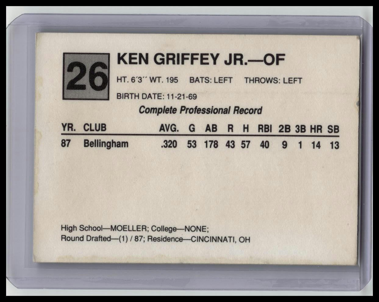 1988 California League All-Star #26 Ken Griffey Jr