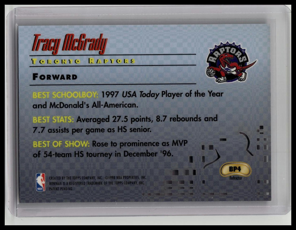 Tracy McGrady 1997 Bowman's Best Best Picks Refractor Rookie