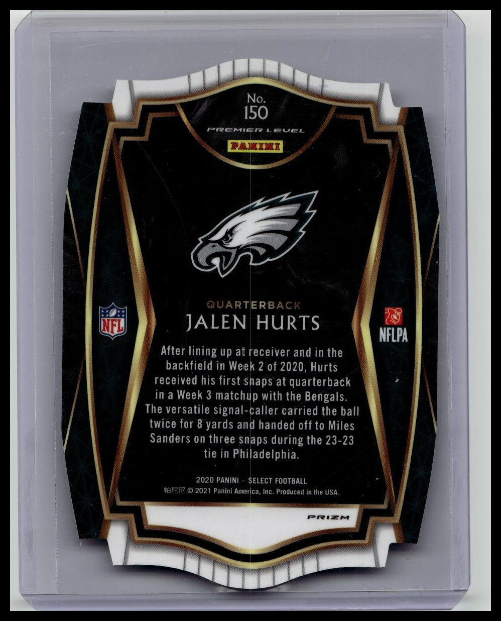 2020 Jalen Hurts Panini Select Purple Premier Level Die Cut Rookie RC Eagles