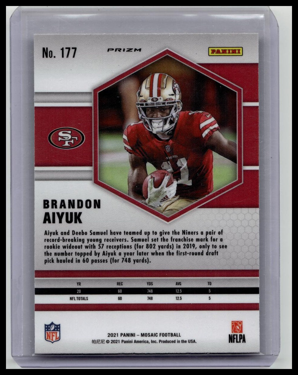 2021 Panini Mosaic White Sparkle #177 Brandon Aiyuk SP