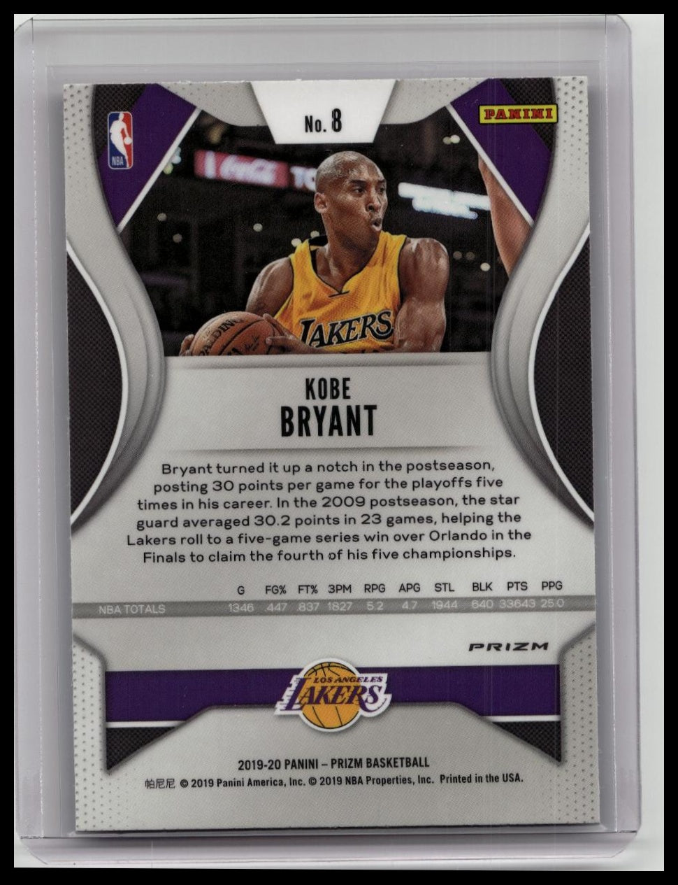 2019-20 Prizm Kobe Bryant #8 Red White & Blue RWB Prizm Los Angeles Lakers