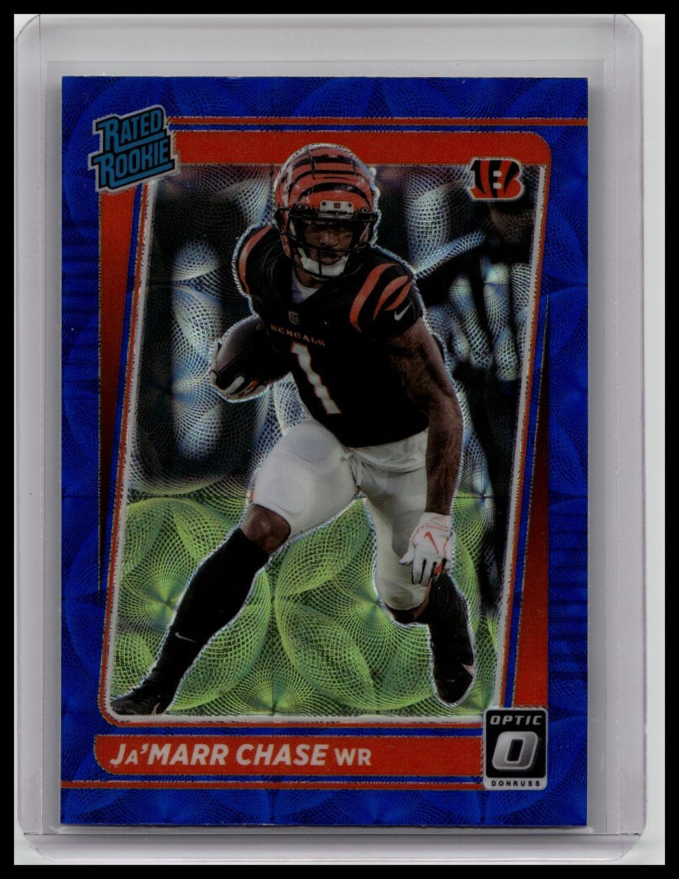 JA'MARR CHASE 2021 DONRUSS OPTIC RATED ROOKIE BLUE SCOPE PRIZM RC