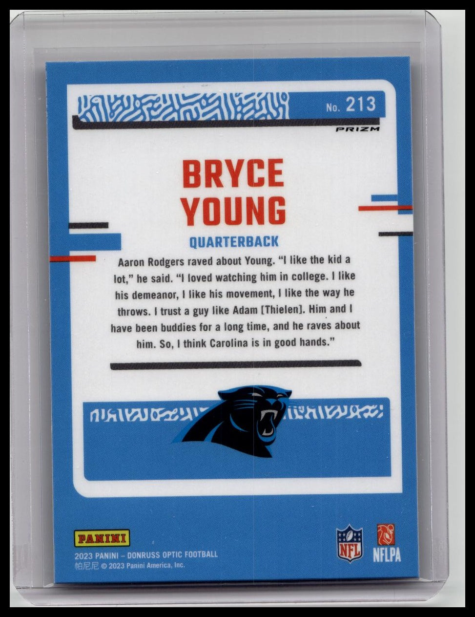 2023 Panini Donruss Optic - Rated Rookie Bryce Young #213 Holo Prizm (RC)