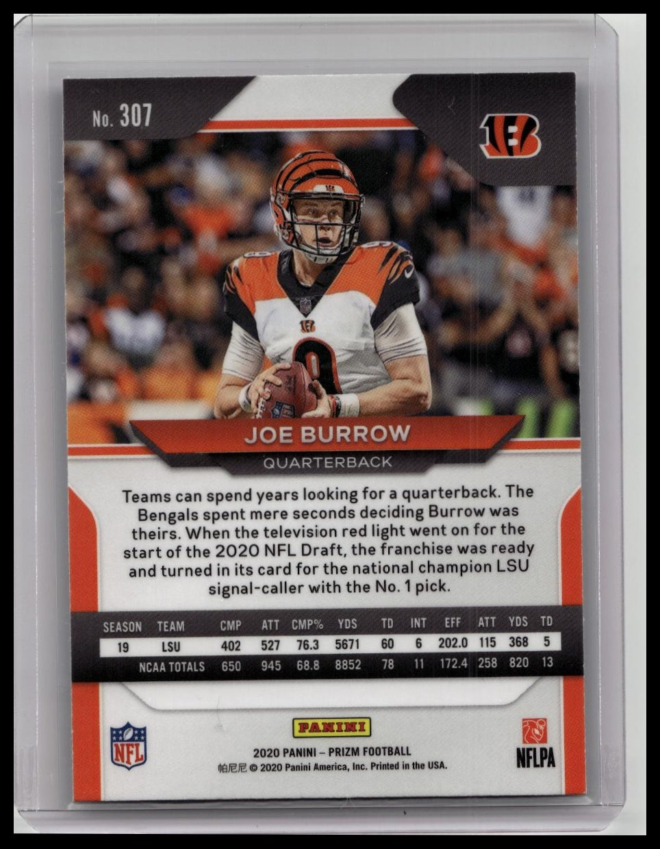 2020 Panini Prizm - Rookie Joe Burrow #307 (RC)