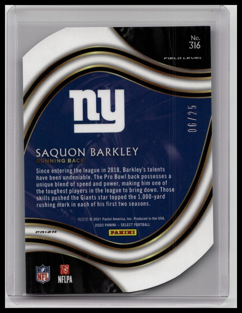 Saquon Barkley 2020 Select Tie Dye Die Cut /25 Field Level