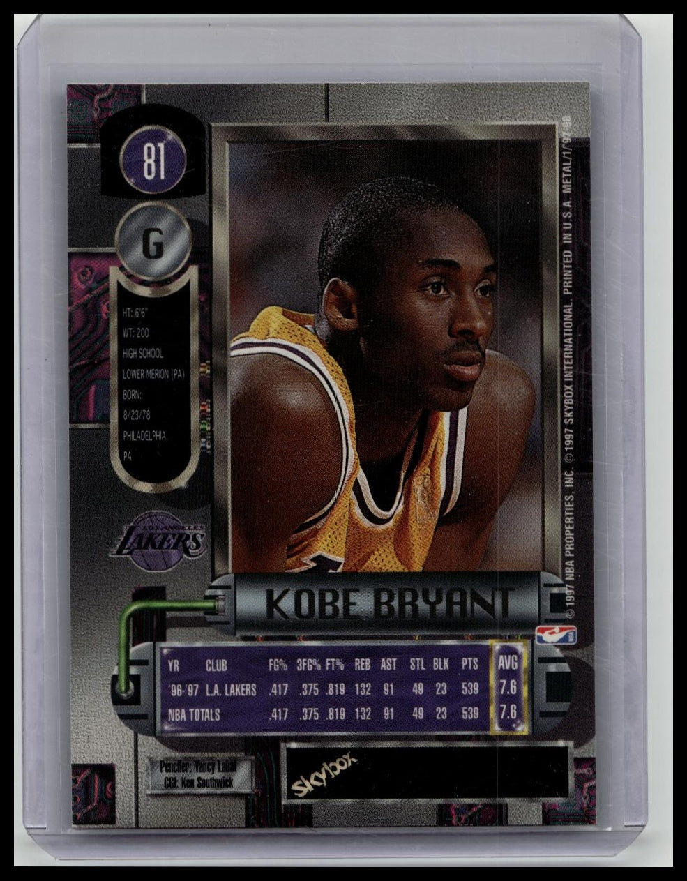 1997-98 Skybox Metal Universe Kobe Bryant #81 Lakers