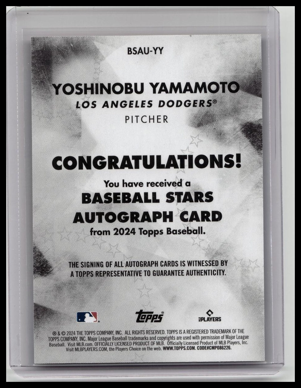 2024 Topps Yoshinobu Yamamoto Series 2 Auto BSAU-YY Baseball Stars Autograph RC