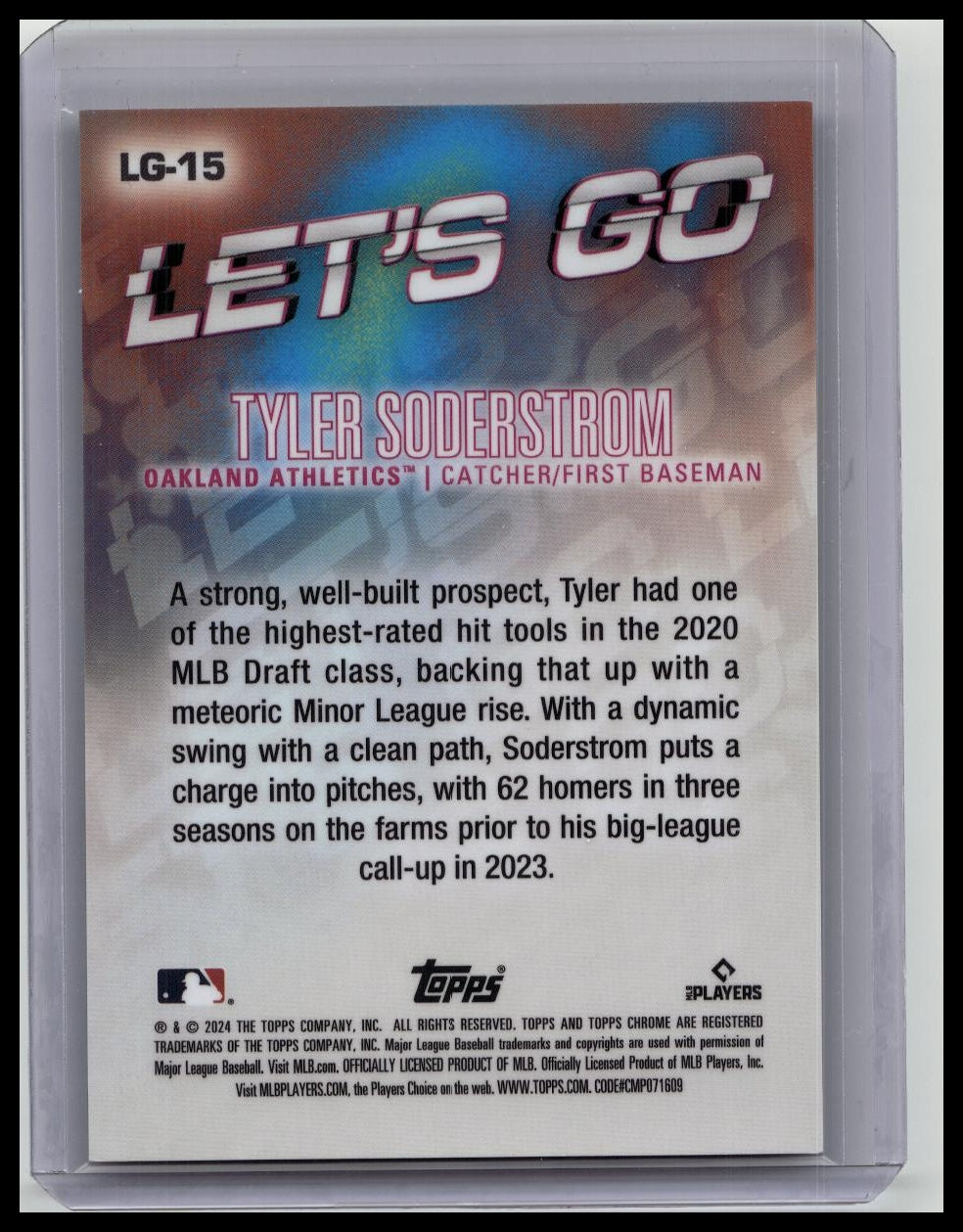 2024 Topps Big League Baseball Tyler Soderstrom RC Let’s Go SSP Insert /50