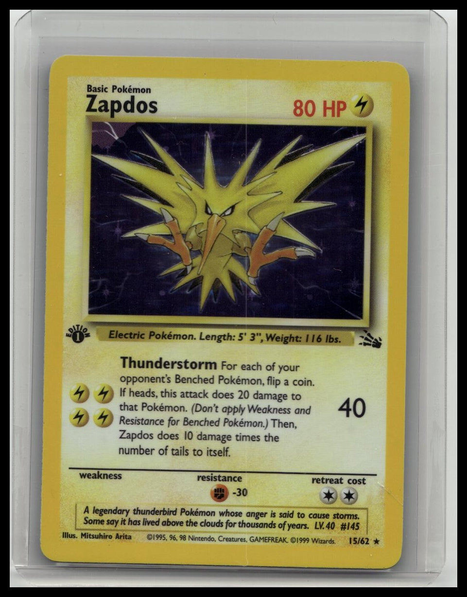 Pokemon Zapdos 15/62 Fossil-1st Edition Holo LP