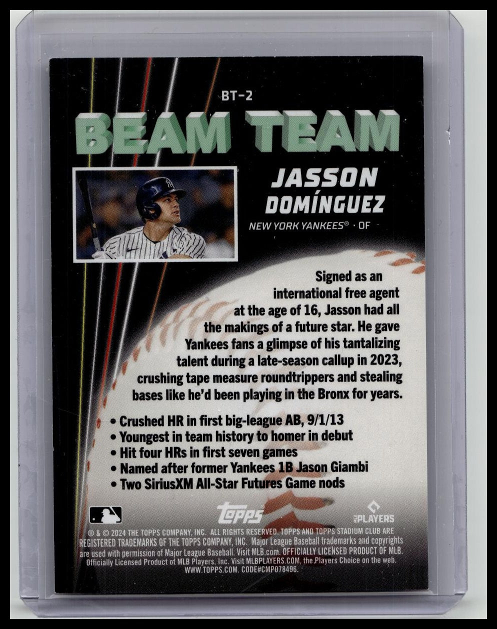 2024 Topps Stadium Club - Beam Team #BT-2 Jasson Dominguez (RC)