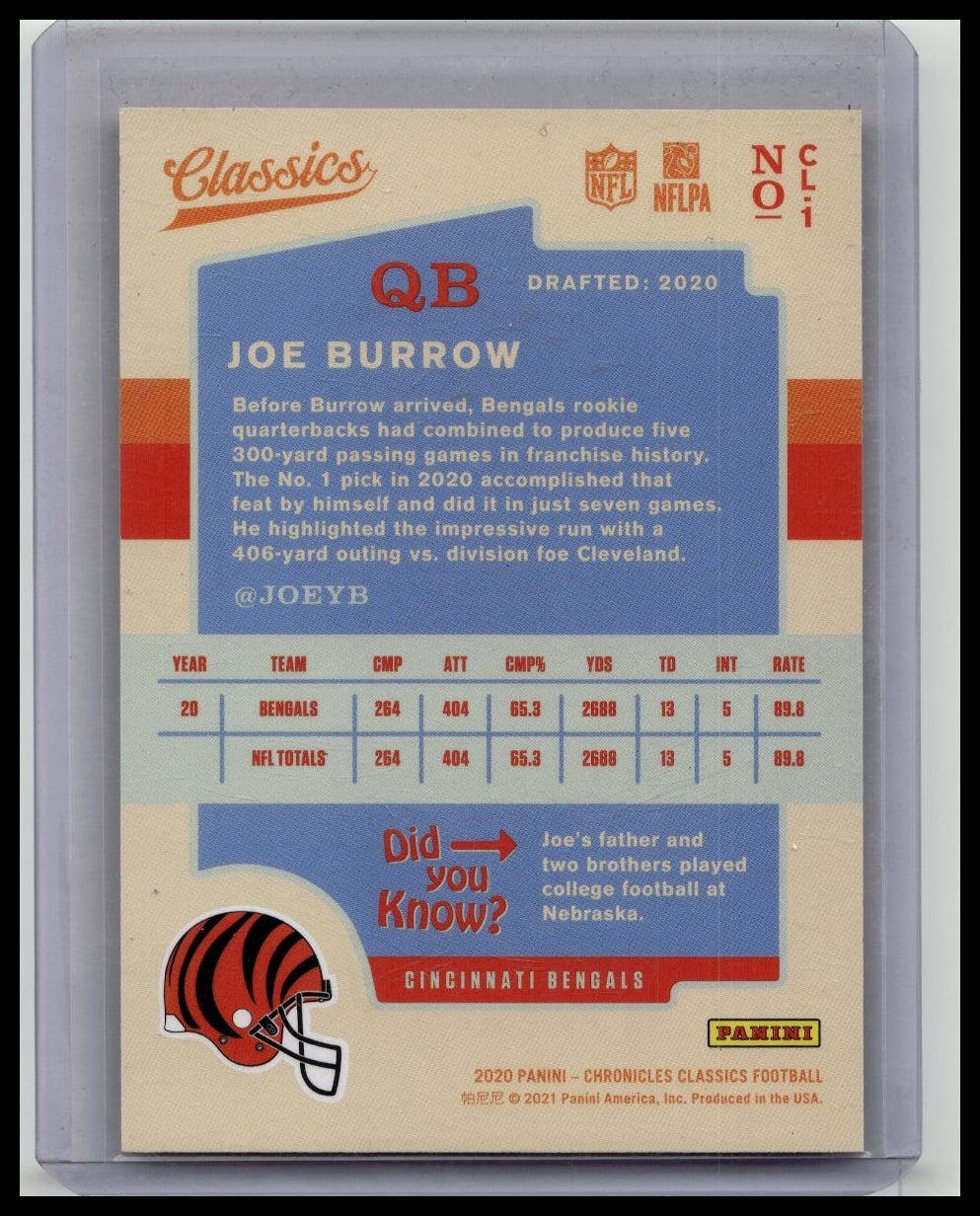 2020 Panini Chronicles - Classics Blue #CL-1 Joe Burrow /99 (RC)