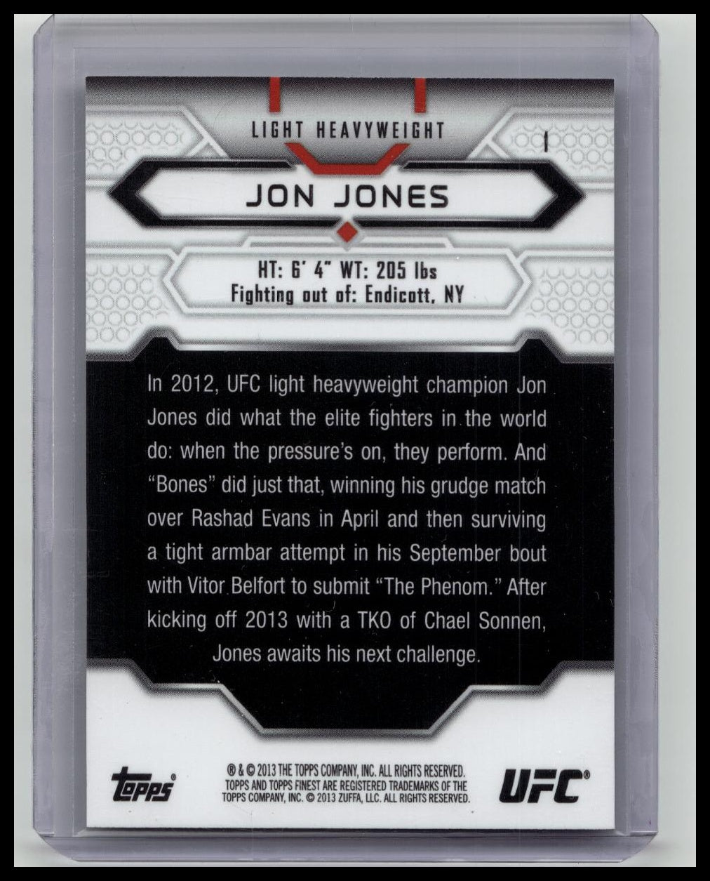 2013 Topps UFC Finest Diamond Refractor Jon Jones #1 - SP
