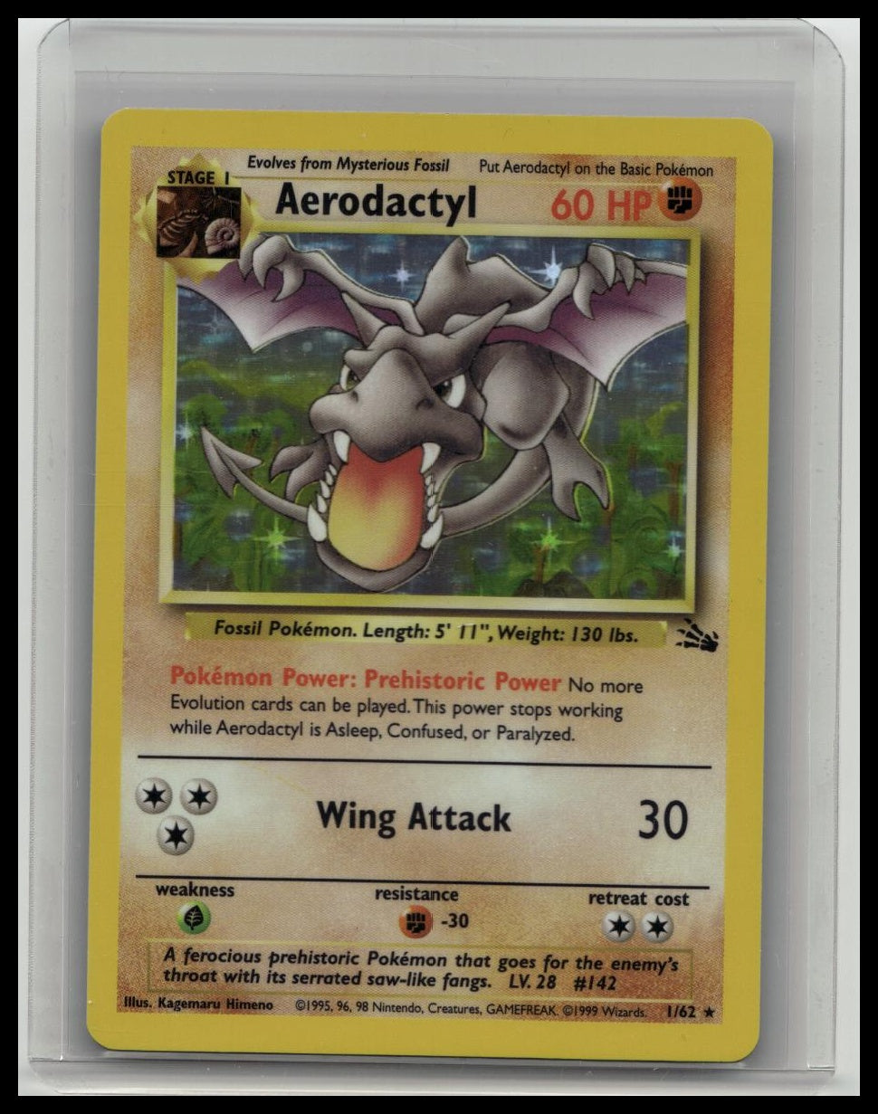 Pokemon Trading Card Aerodactyl 1/62 Fossil-Unlimited Edition Holo