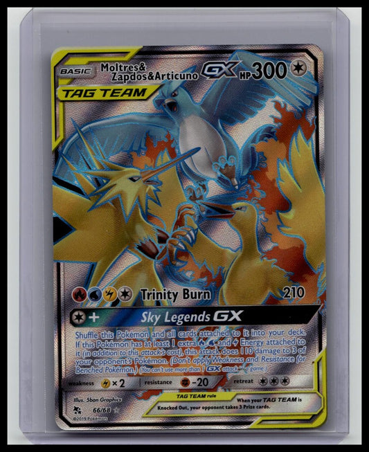 Moltres & Zapdos & Articuno GX (Full Art) 66/68 Hidden Fates Holo Pokemon