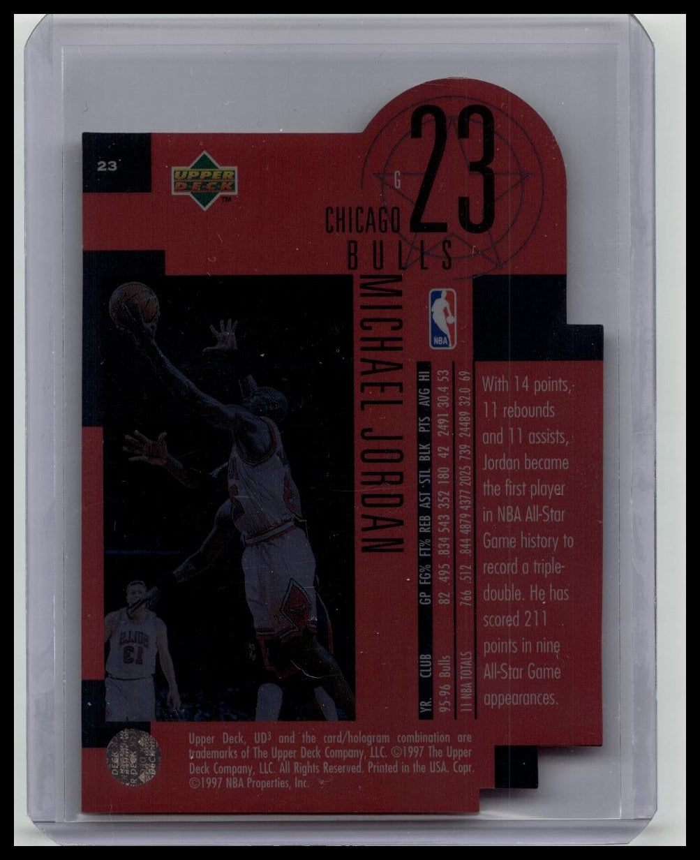 1997 UPPER DECK UD3 STAR FOCUS DIE CUT #23 MICHAEL JORDAN CHICAGO BULLS HOLOGRAM
