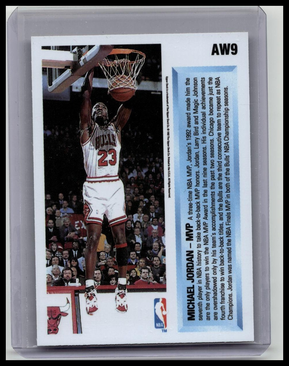 1991-1992 Upper Deck Award Winners Hologram AW9 Michael Jordan