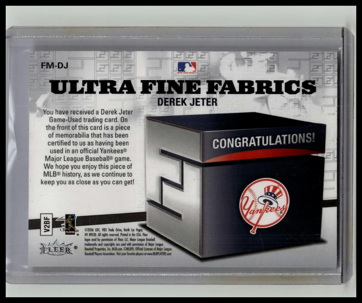 2006 Fleer Ultra Fine Fabrics Derek Jeter #FM-DJ