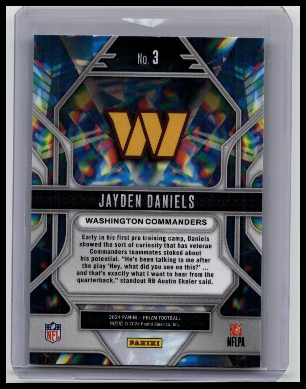 2024 Panini Prizm Jayden Daniels Prizmatic RC Rookie Insert #3 Commanders