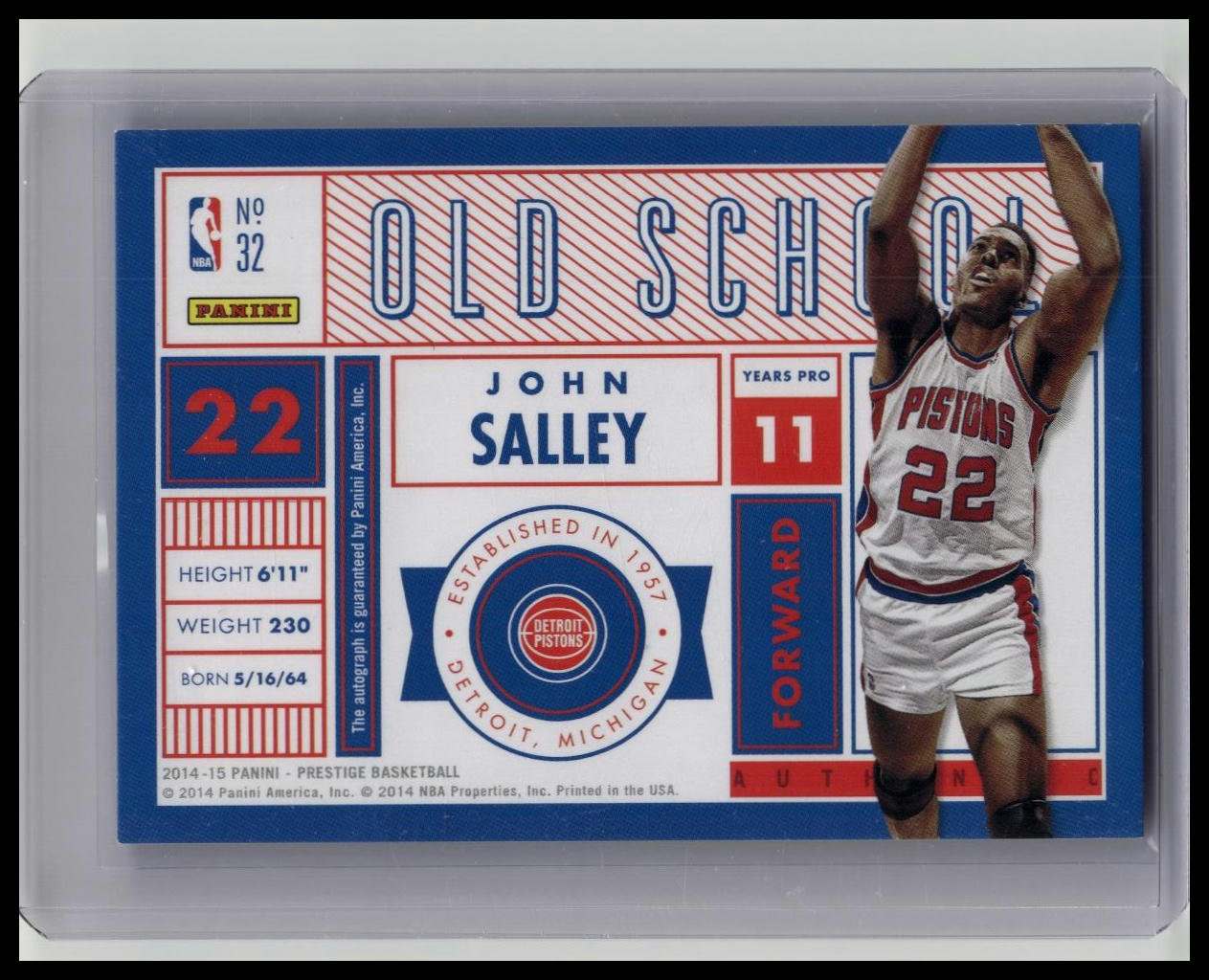 2014-15 Panini Prestige Old School Signatures Premium /175 John Salley #32 Auto