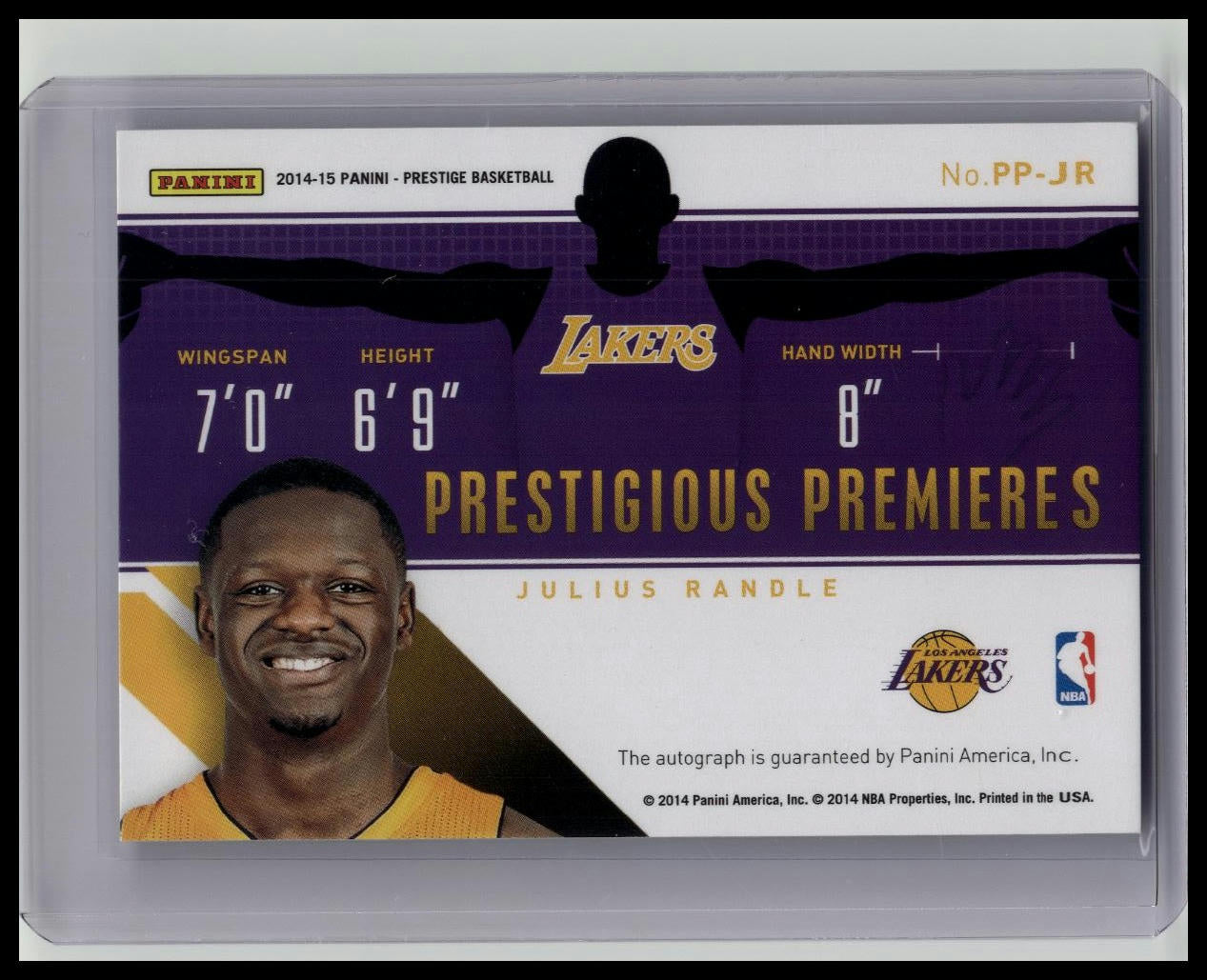 2014 Prestige Prestigious Premieres Signatures Plus Julius Randle Rookie Auto RC