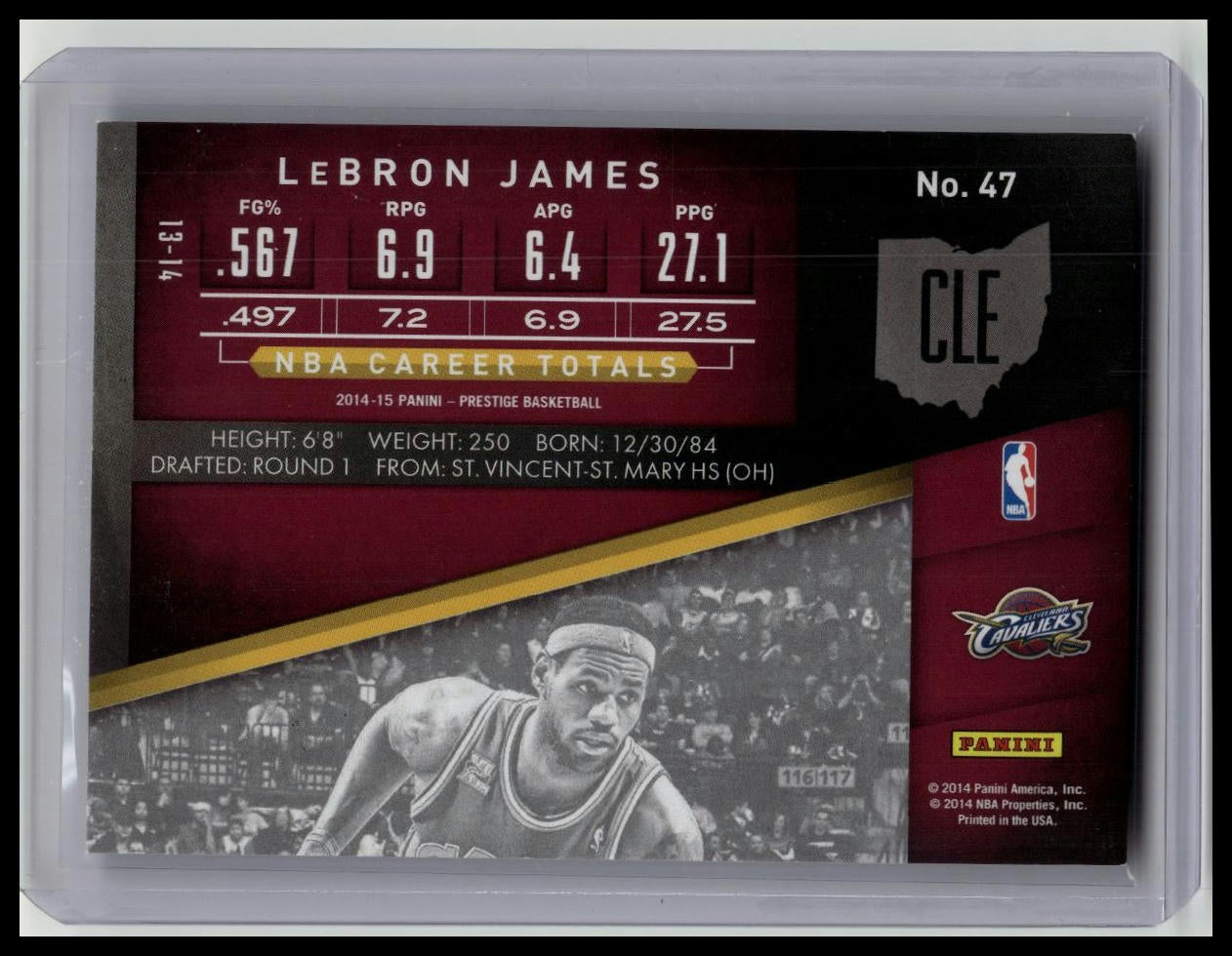 2014-15 Panini Prestige Bonus Shots Red Premium /199 LeBron James #47