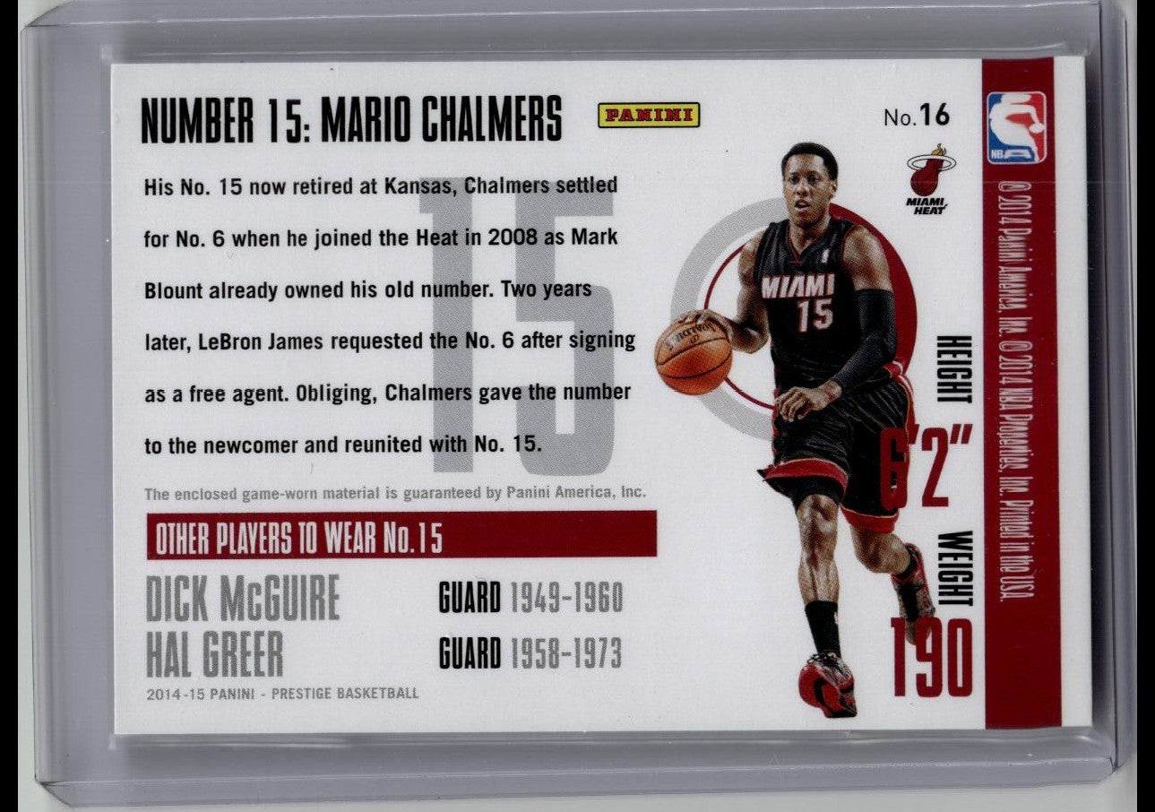 2014-15 Prestige NBA Materials Prime #16 Mario Chalmers Jersey /10