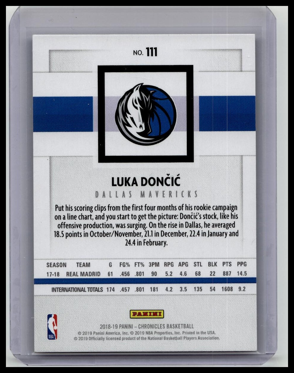 2018 PANINI Chronicles Luka Doncic Rookie RC #111