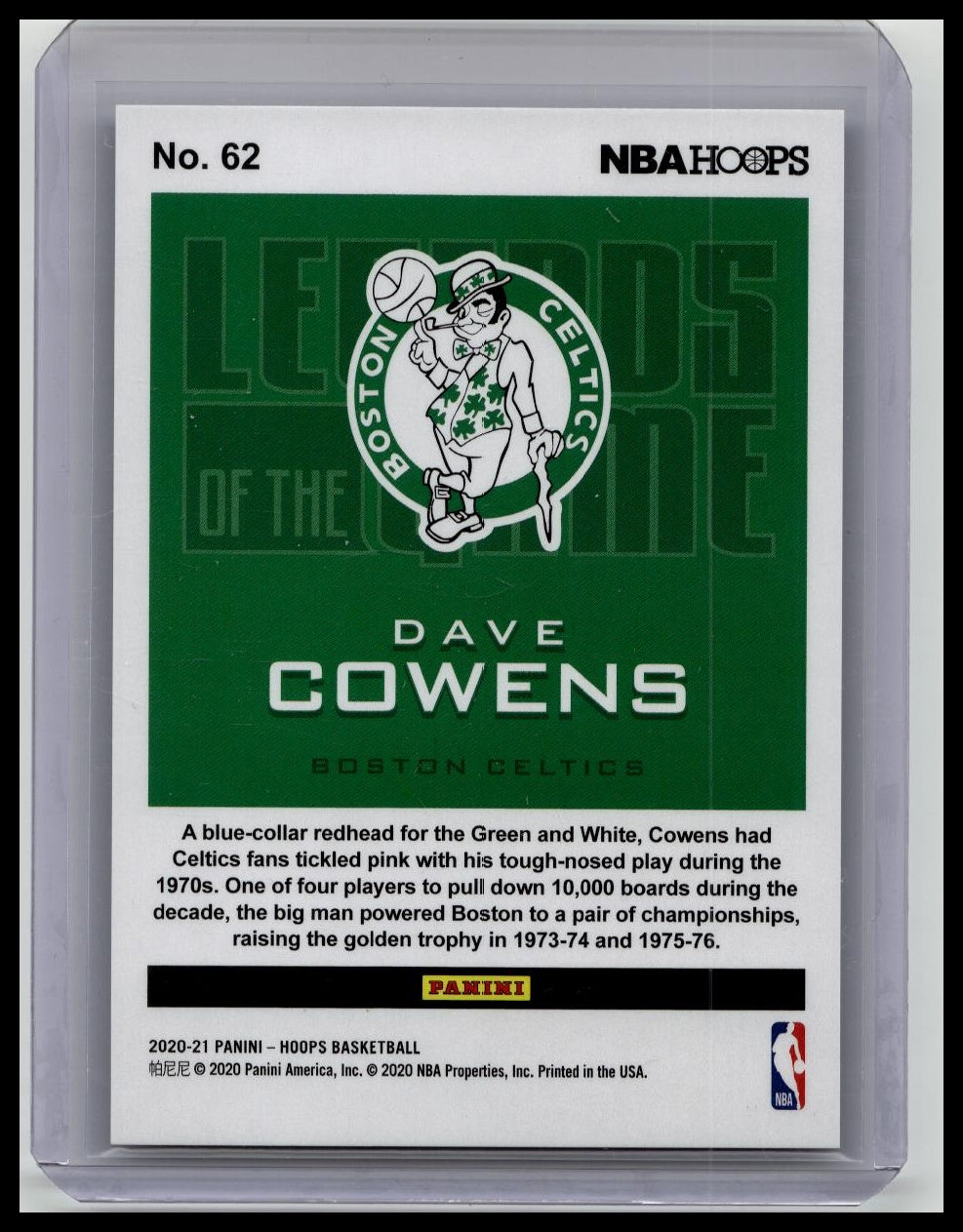 2020 Panini NBA Hoops Legends of the Game Artist Proof /25 Dave Cowens #62 HOF