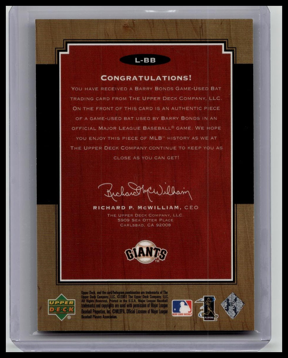 2001 Upper Deck Legends #L-BB Barry Bonds Legendary Lumber