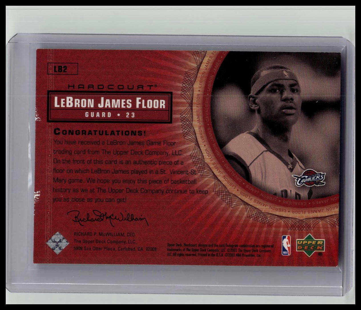 2003 Upper Deck LeBron James Rookie SP Hardcourt Game Used Floor Card #LB2